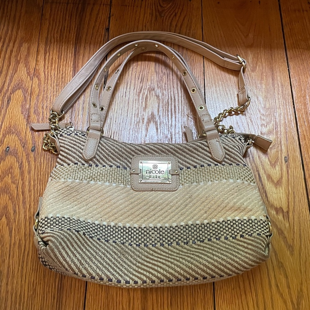 Nicole Miller raffia crossbody